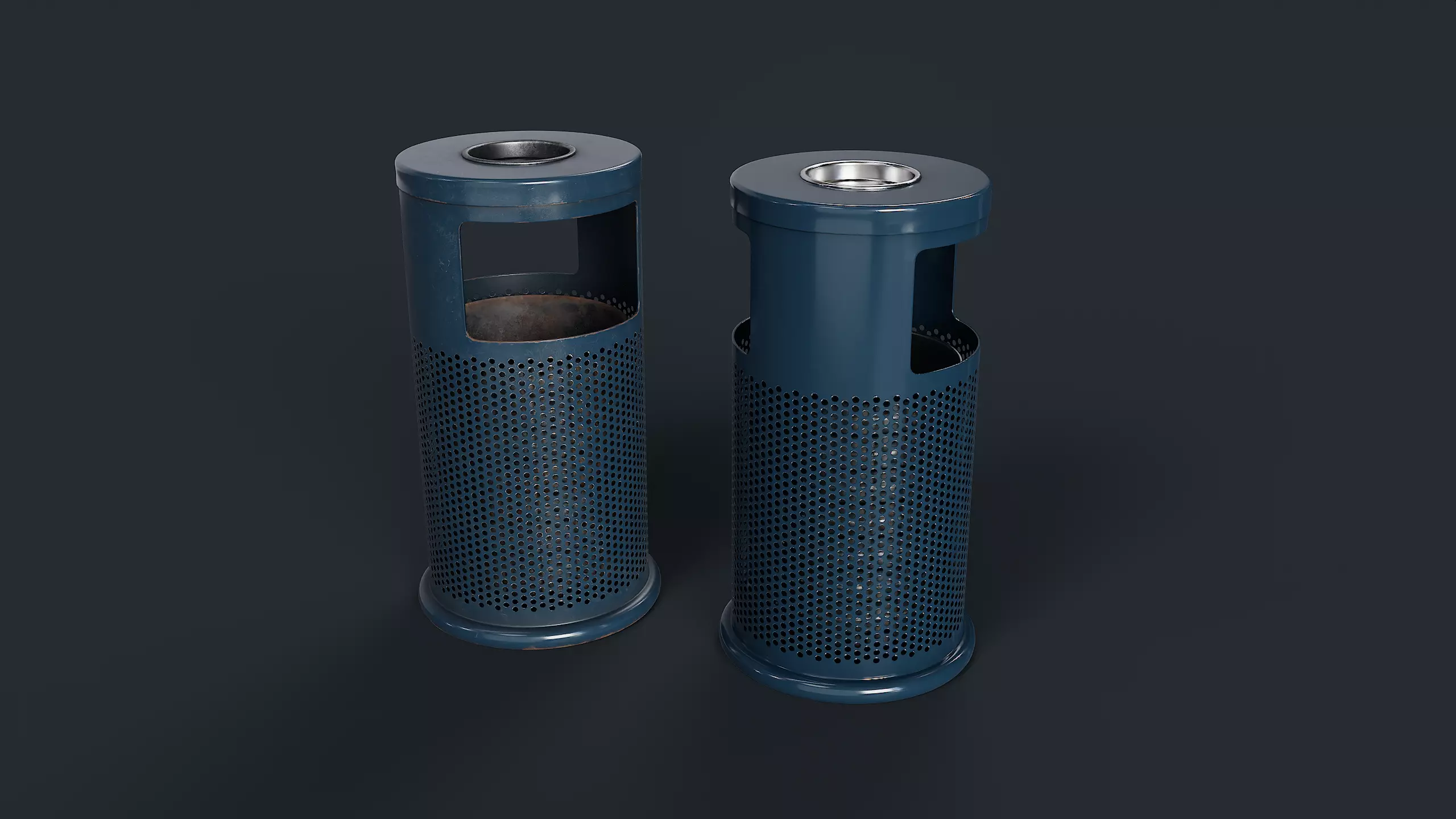 Street Trash Can 2 PBR Game Ready Low-poly 3D model_0