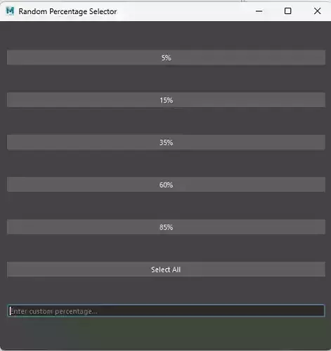 Maya python Random Percentage Selector Script Free 3D model