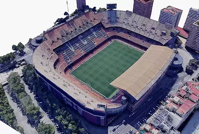 Mestalla stadium - Valencia c f Low-poly 3D model 3