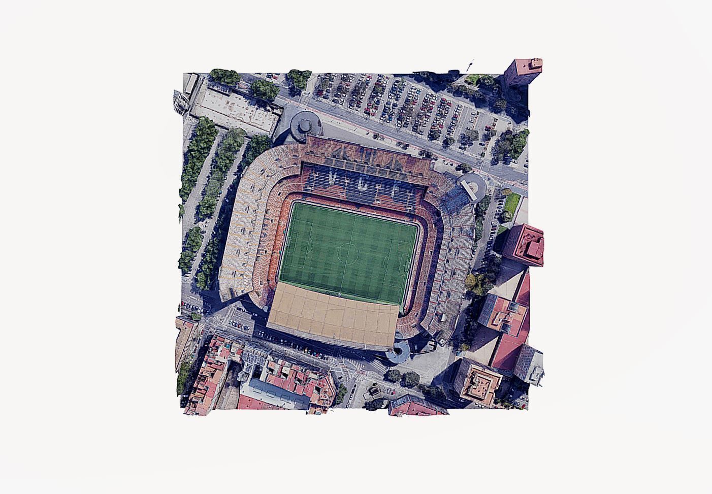 Mestalla stadium - Valencia c f Low-poly 3D model_6