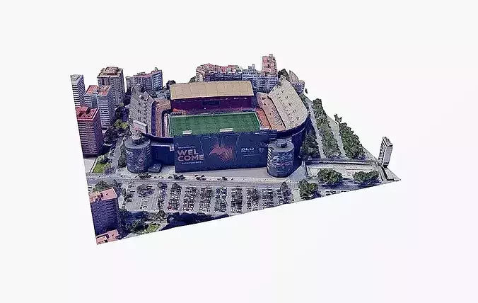 Mestalla stadium - Valencia c f Low-poly 3D model 6