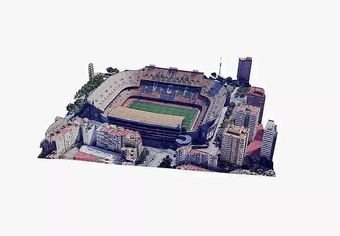 Mestalla stadium - Valencia c f Low-poly 3D model 5