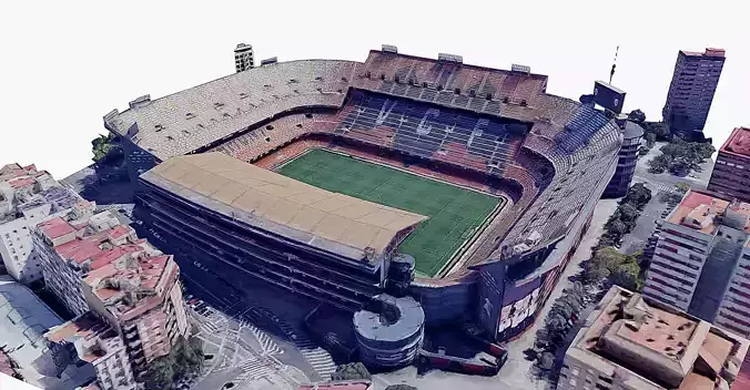 Mestalla stadium - Valencia c f Low-poly 3D model