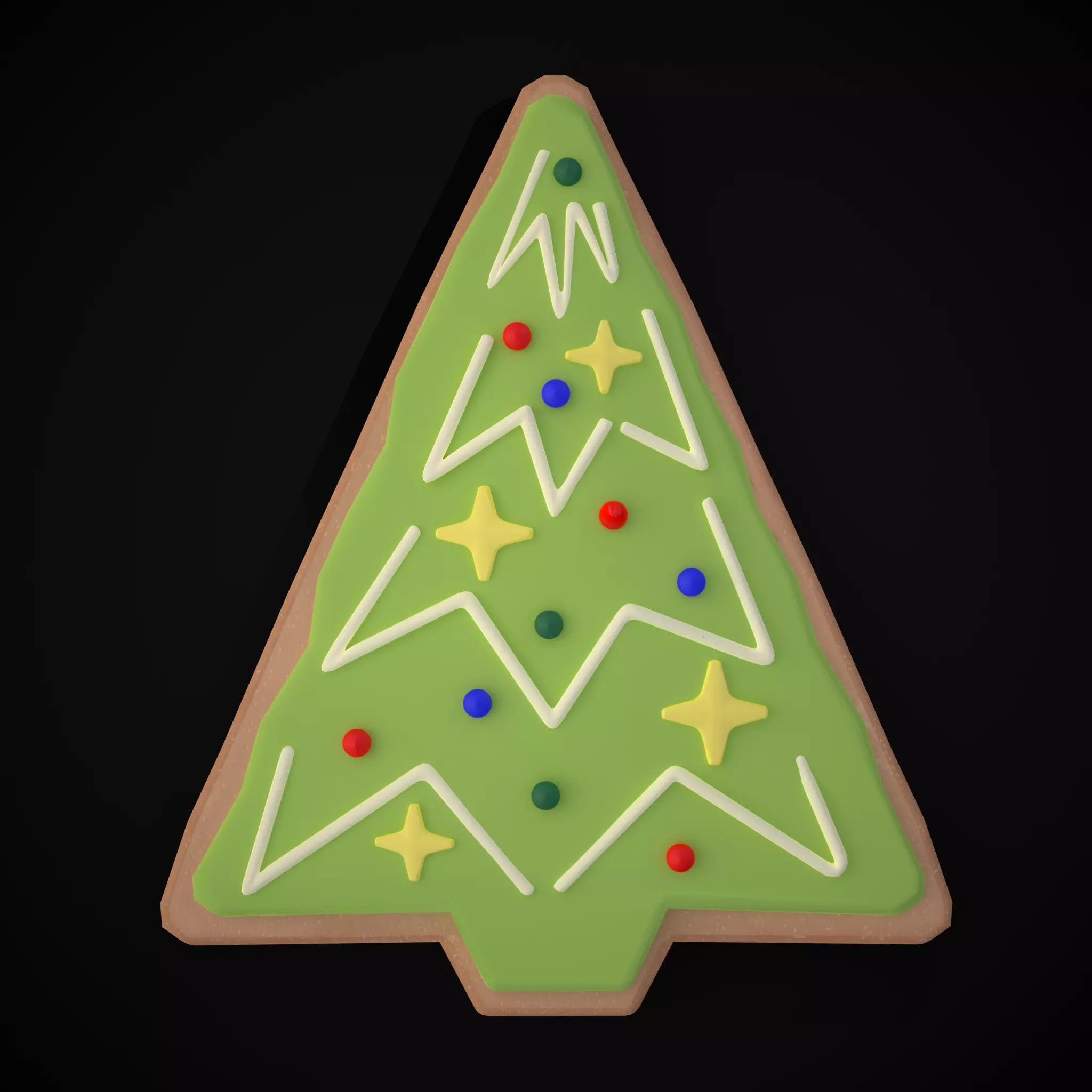 Christmas Tree Cookie Low-poly 3D model_0