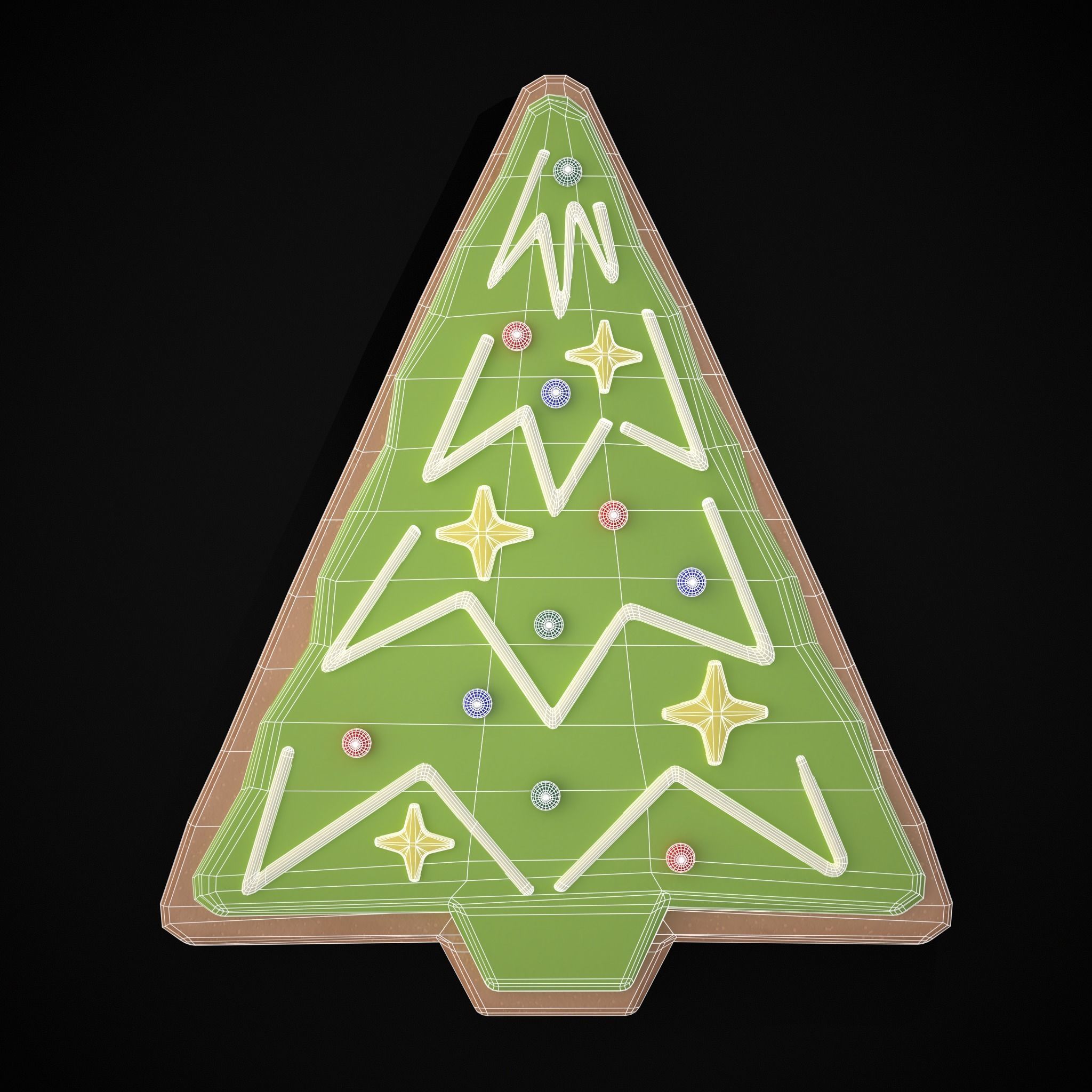 Christmas Tree Cookie Low-poly 3D model_2