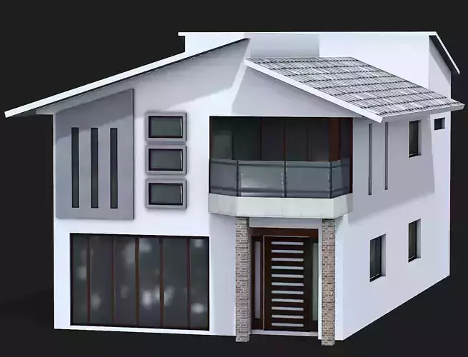Modern Private House 01 - Low Poly Game Ready