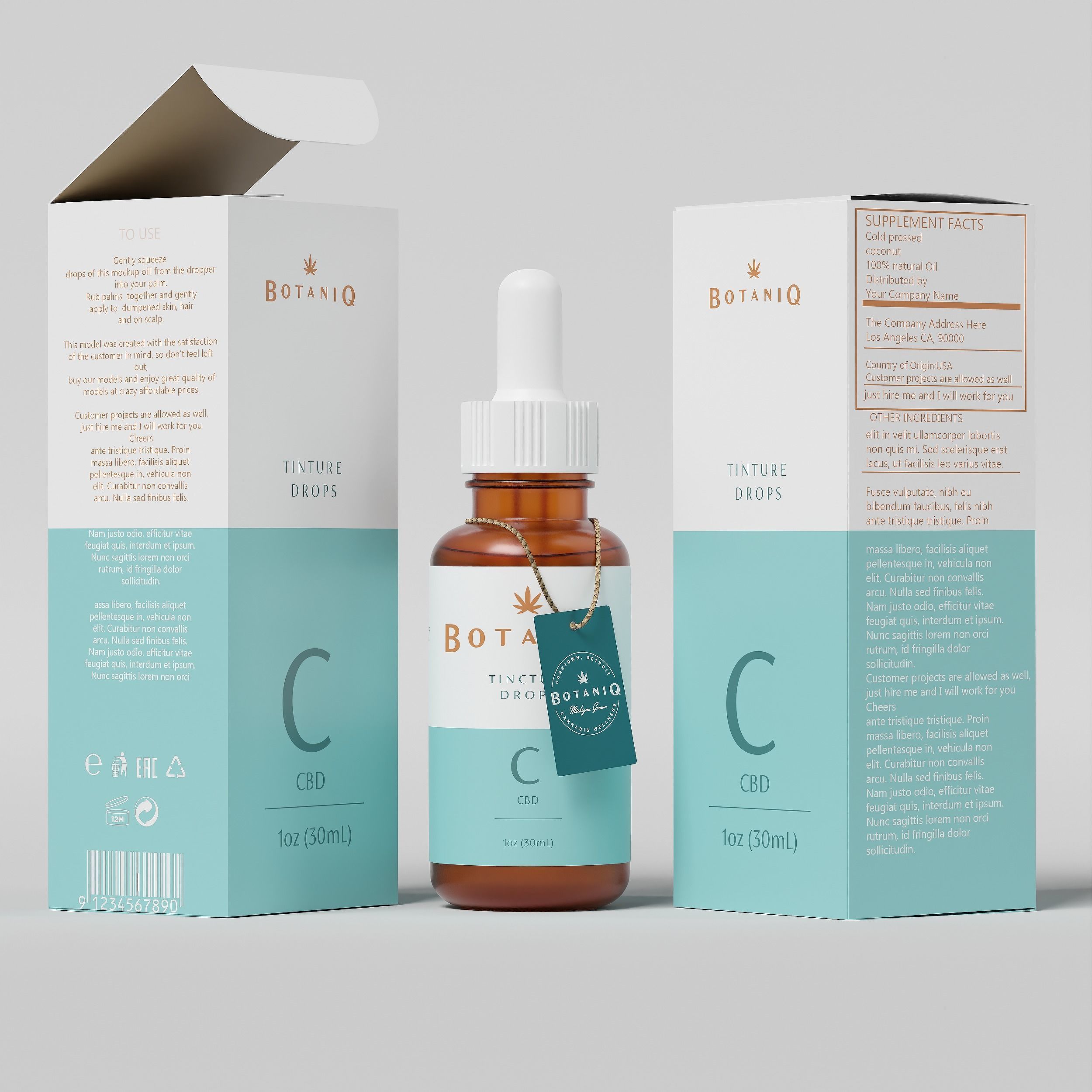 BOTANIQ Tinture Drops CBD Low-poly 3D model_1