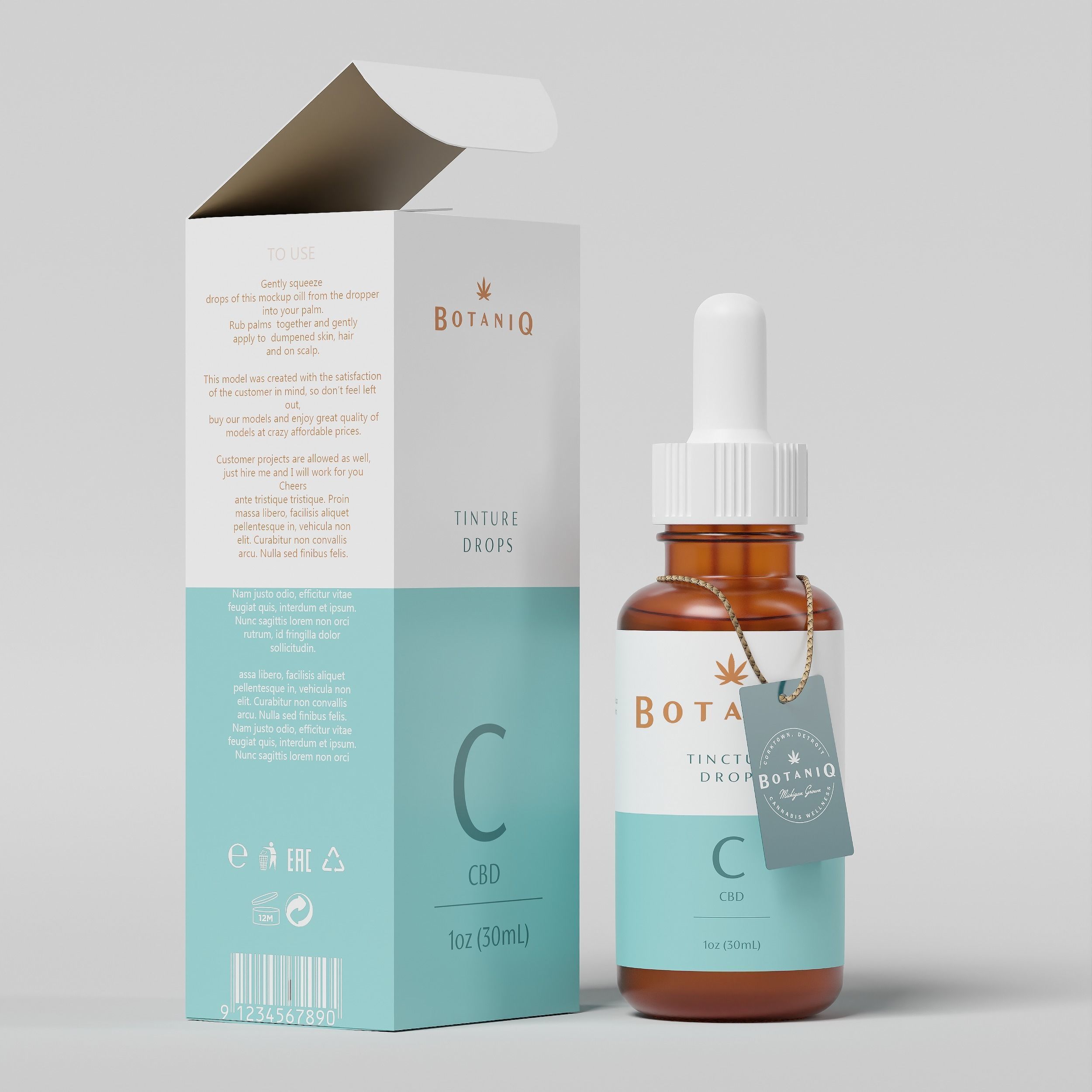 BOTANIQ Tinture Drops CBD Low-poly 3D model_2