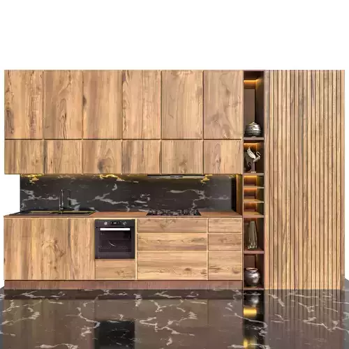 kitchen 3 oven with door and wooden cabinet