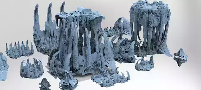 Wraith Hive Alien Platform huge Full Kitbash 3D model