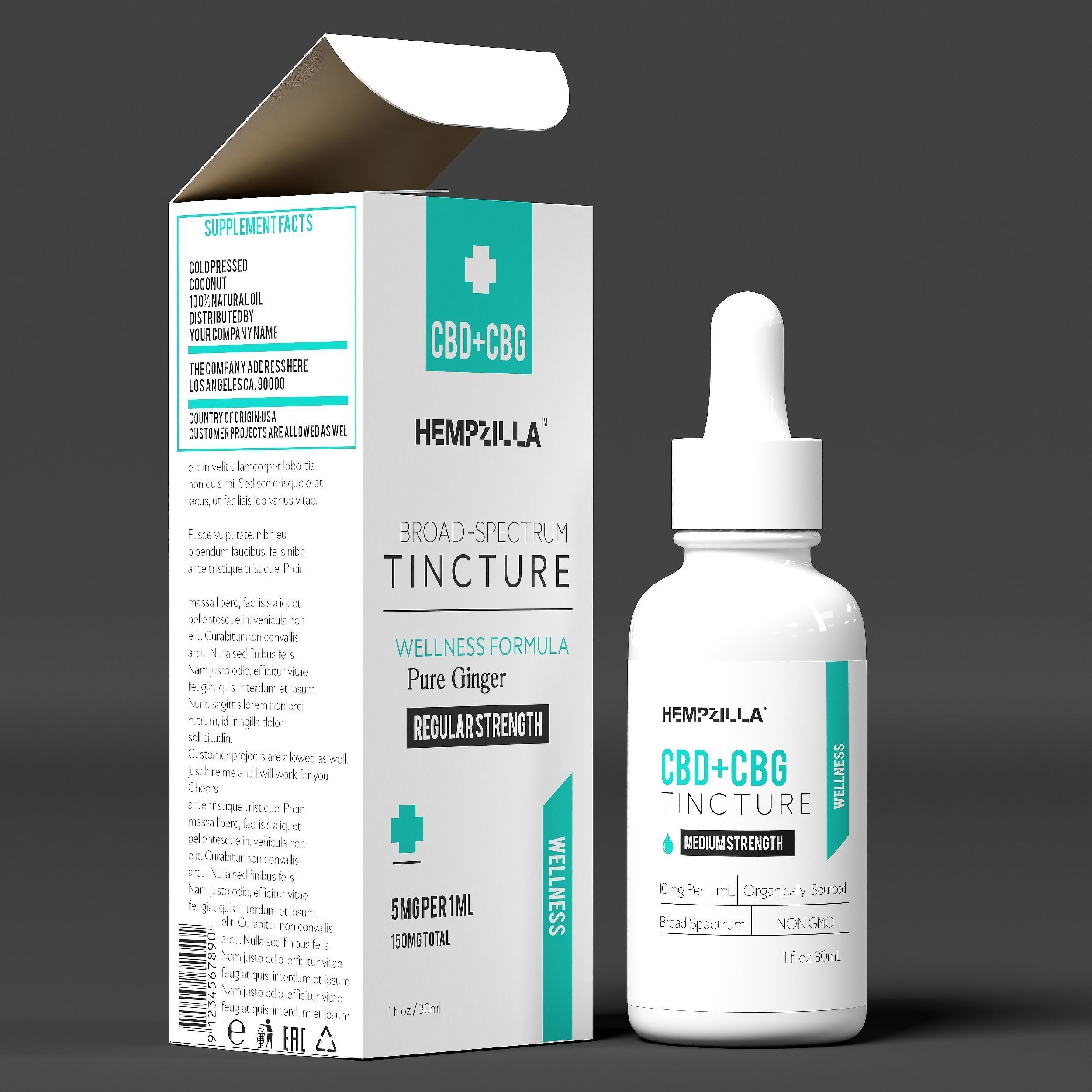 Hempzilla CBD CBG Wellness Formula Low-poly 3D model_1