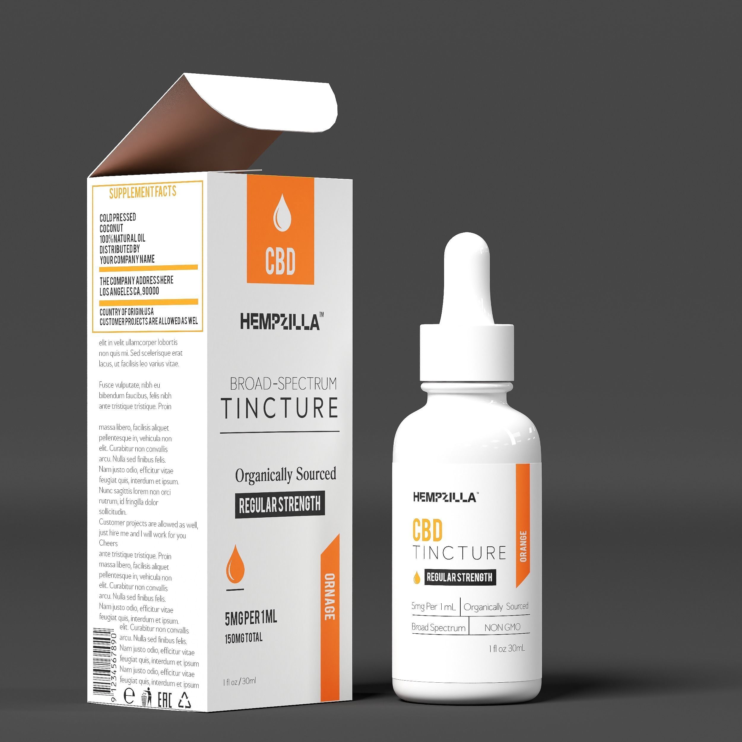 Hempzilla CBD Orange Low-poly 3D model_1