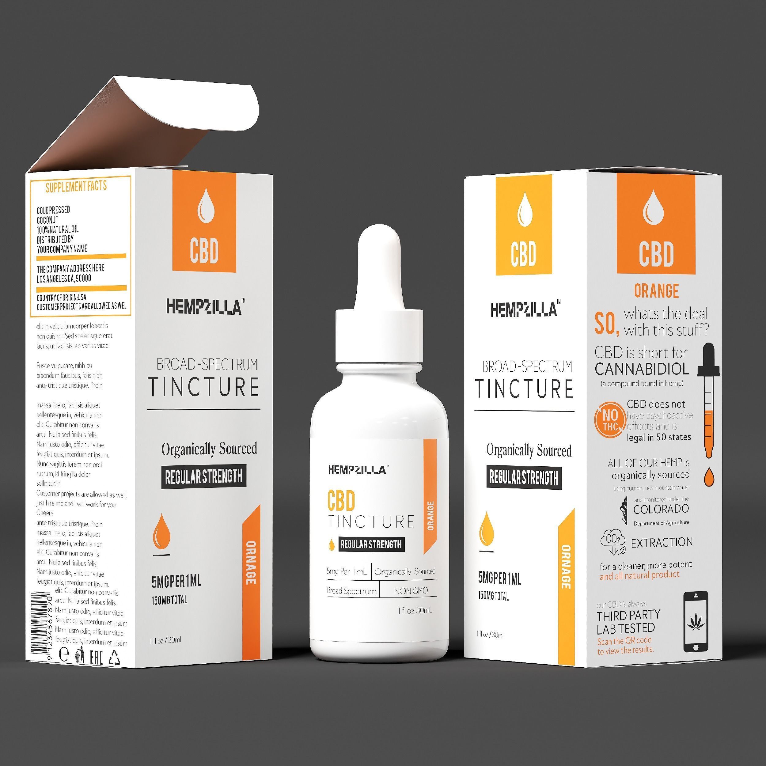 Hempzilla CBD Orange Low-poly 3D model_2