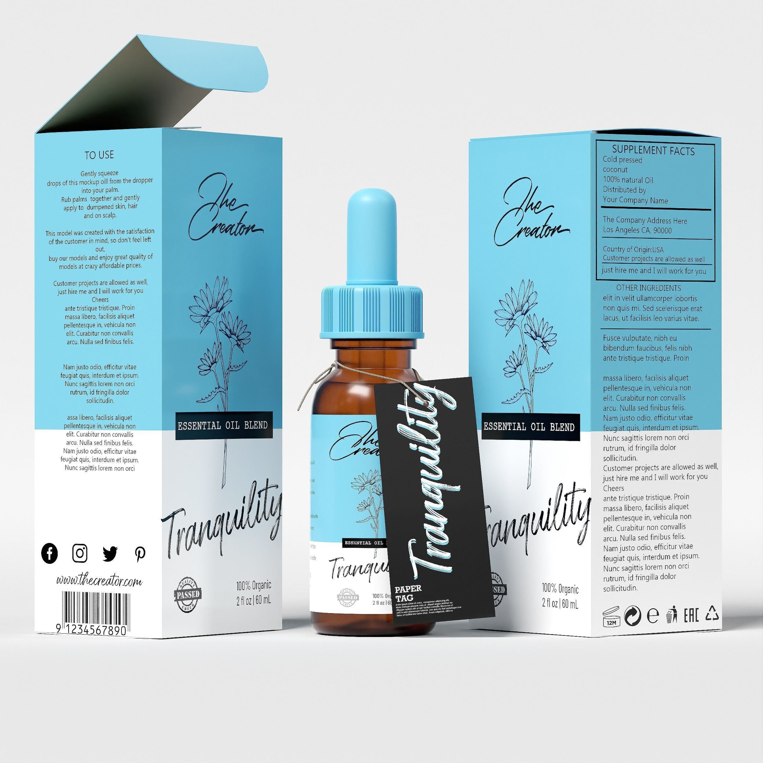 Essential Oil Blend Tranquility Low-poly 3D model_3