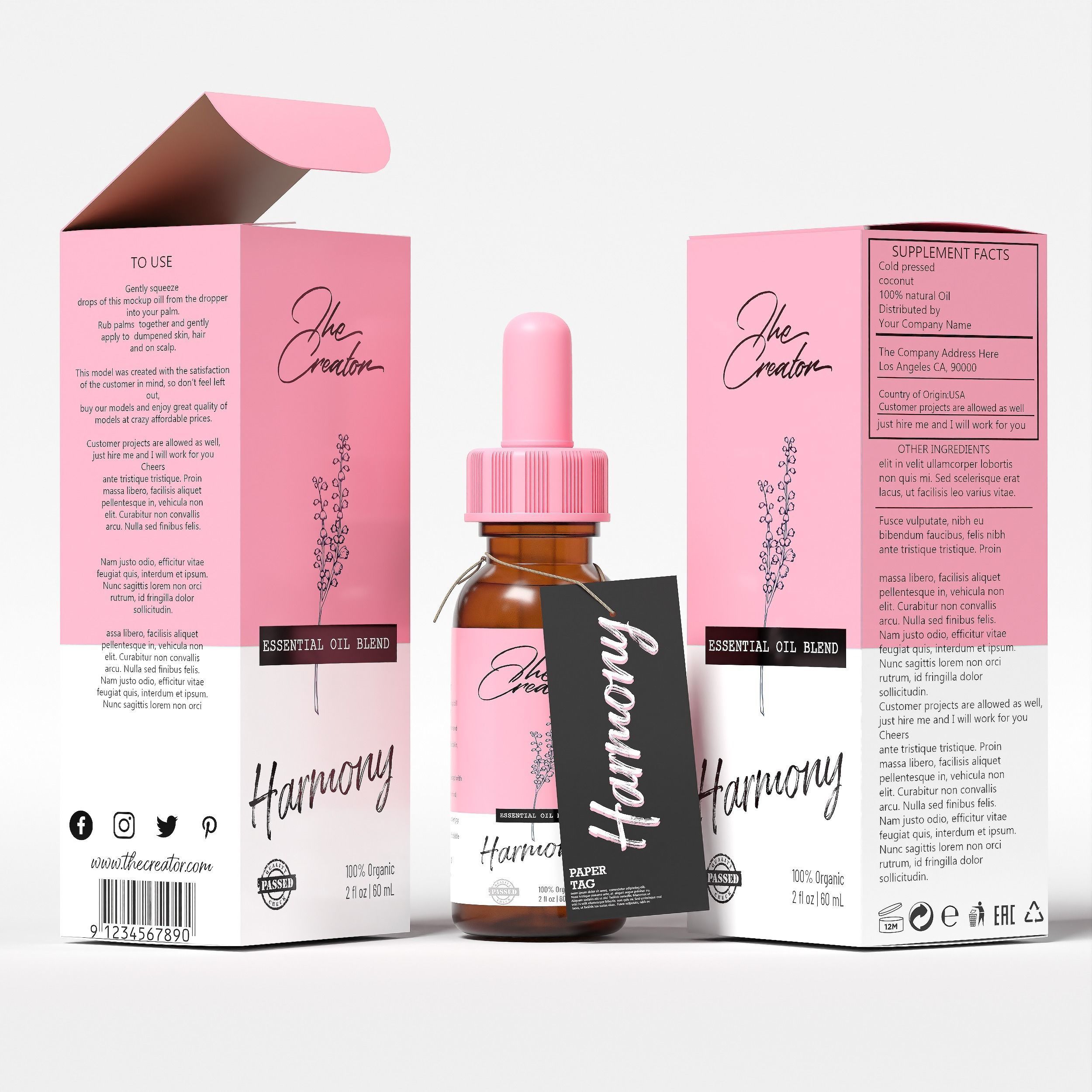 Essential Oil Blend Harmony Low-poly 3D model_3