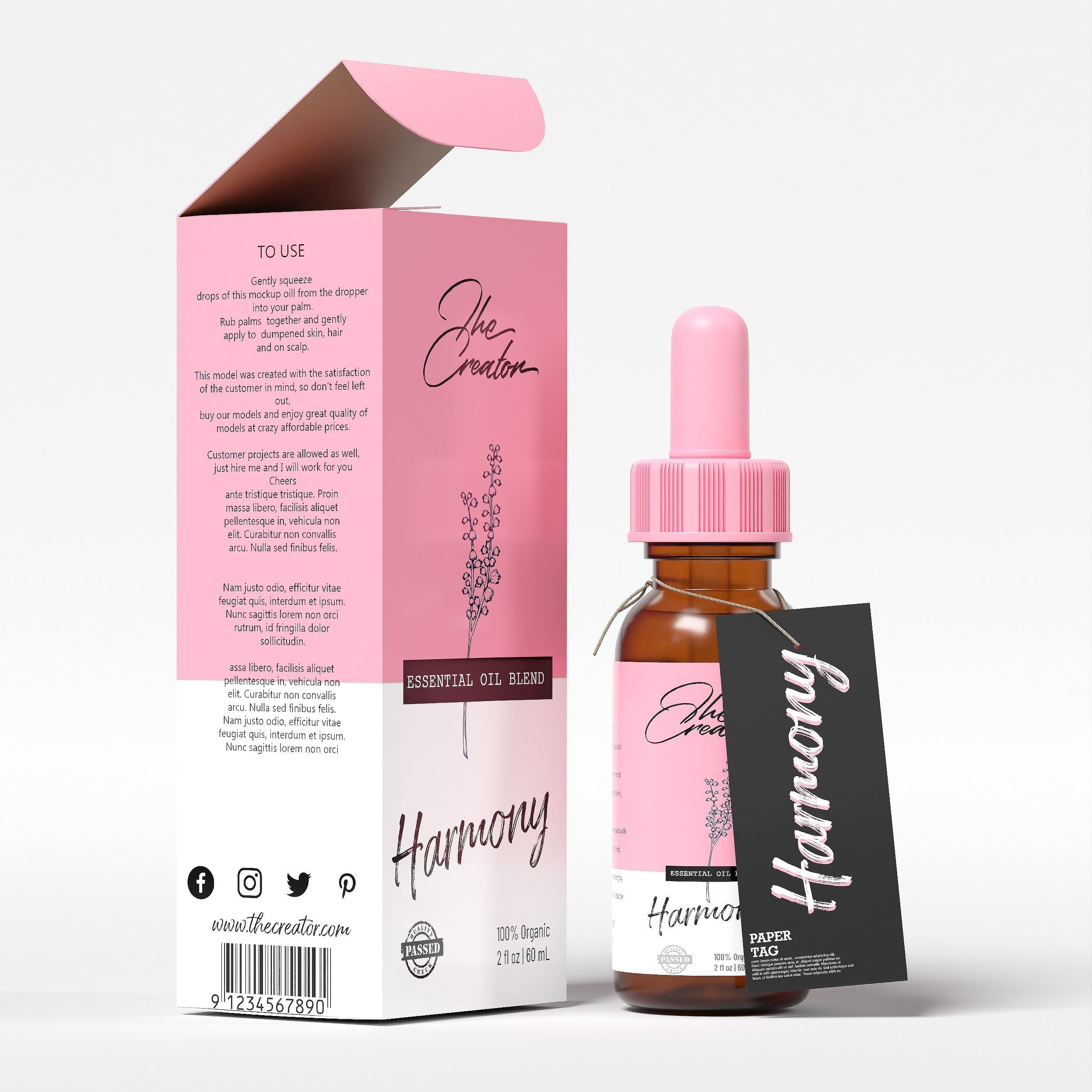 Essential Oil Blend Harmony Low-poly 3D model_1