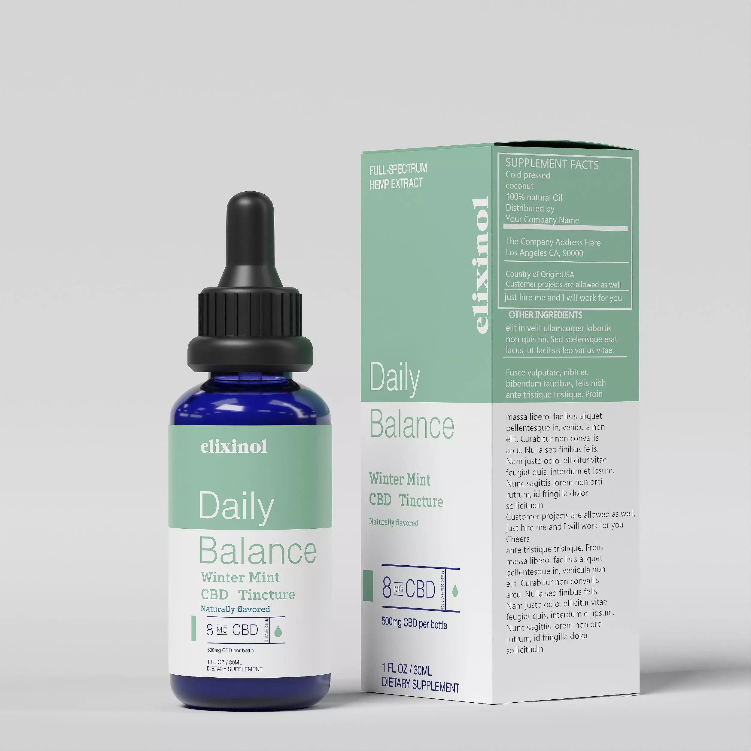 Elixinol Daily Balance Winter Mint CBD Tincture Low-poly 3D model_0