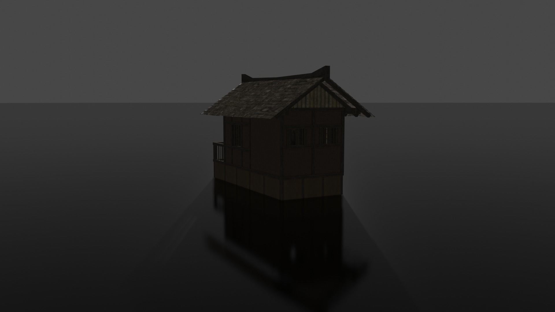 House 1 on water Low-poly 3D model_3