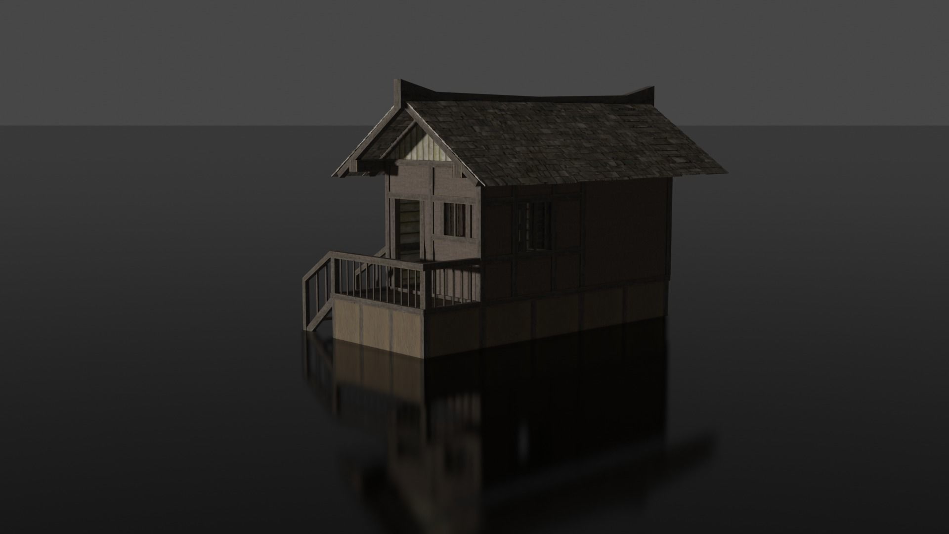 House 1 on water Low-poly 3D model_1
