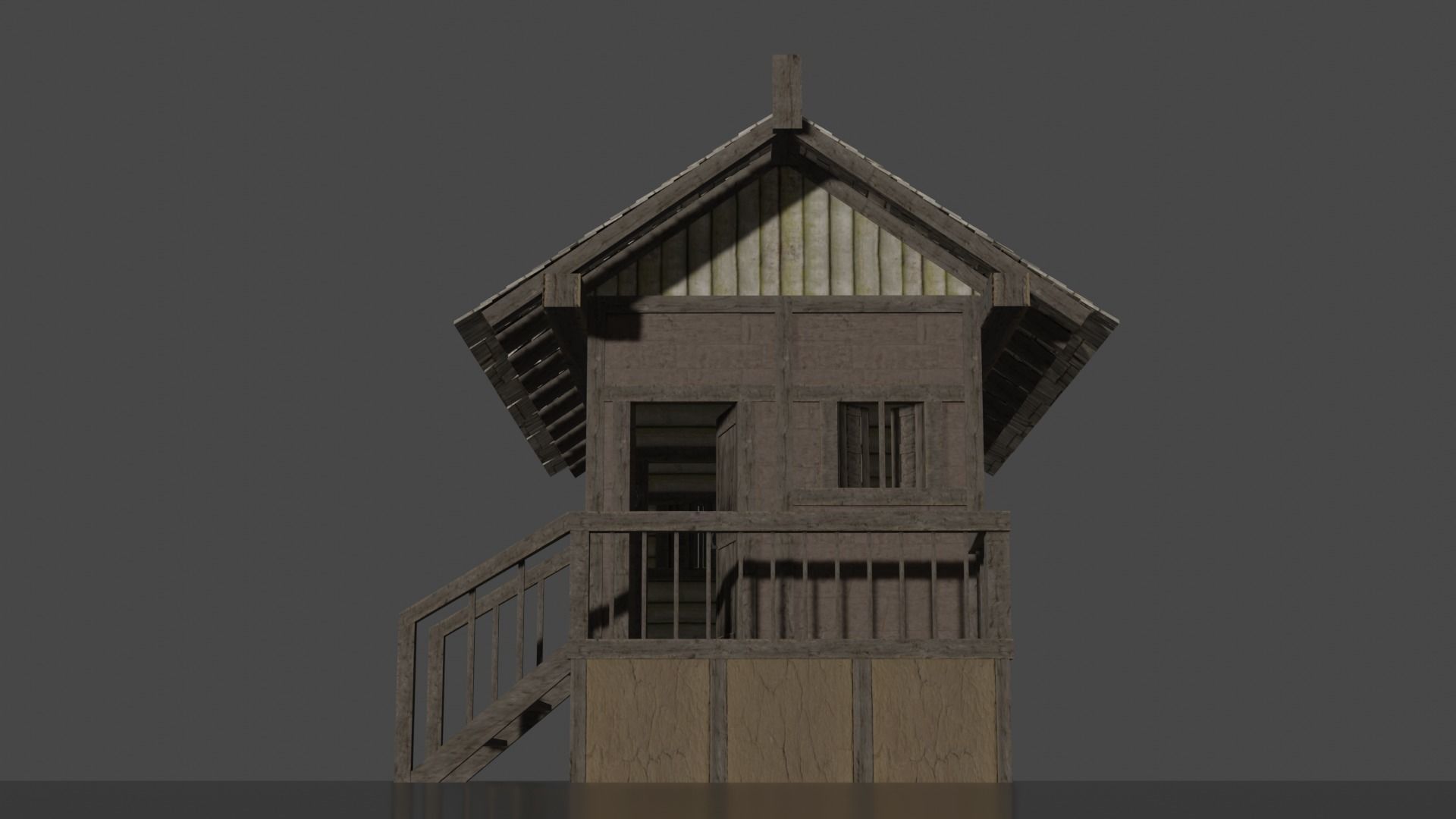 House 1 on water Low-poly 3D model_2
