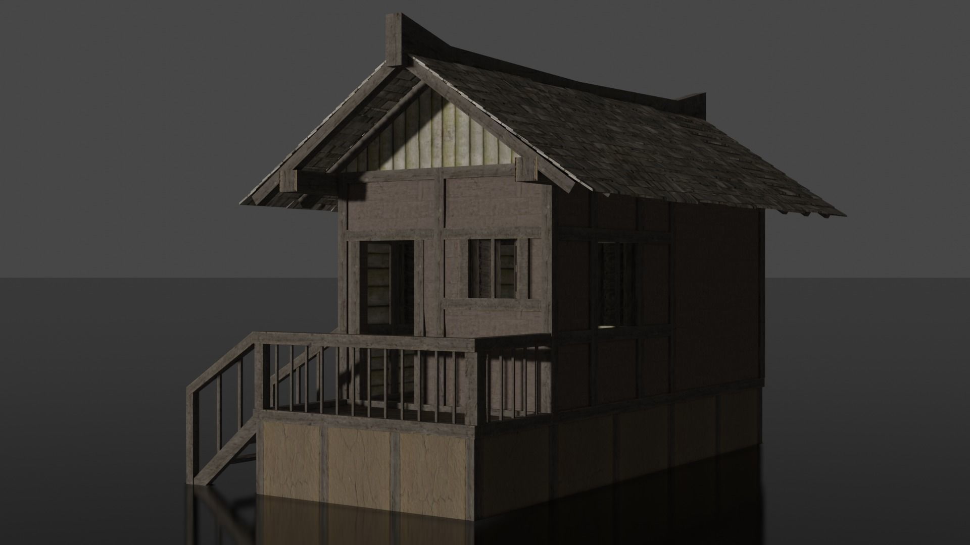 House 1 on water Low-poly 3D model_9