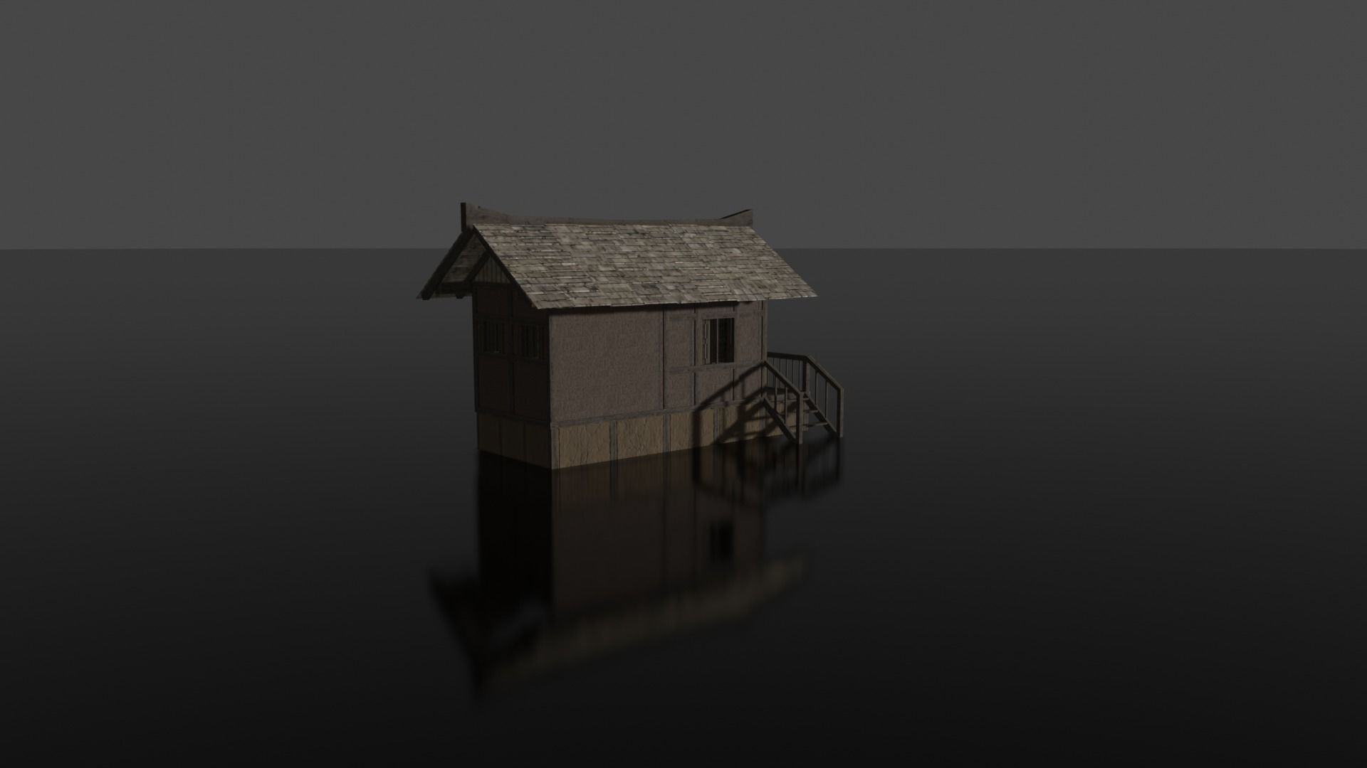 House 1 on water Low-poly 3D model_8