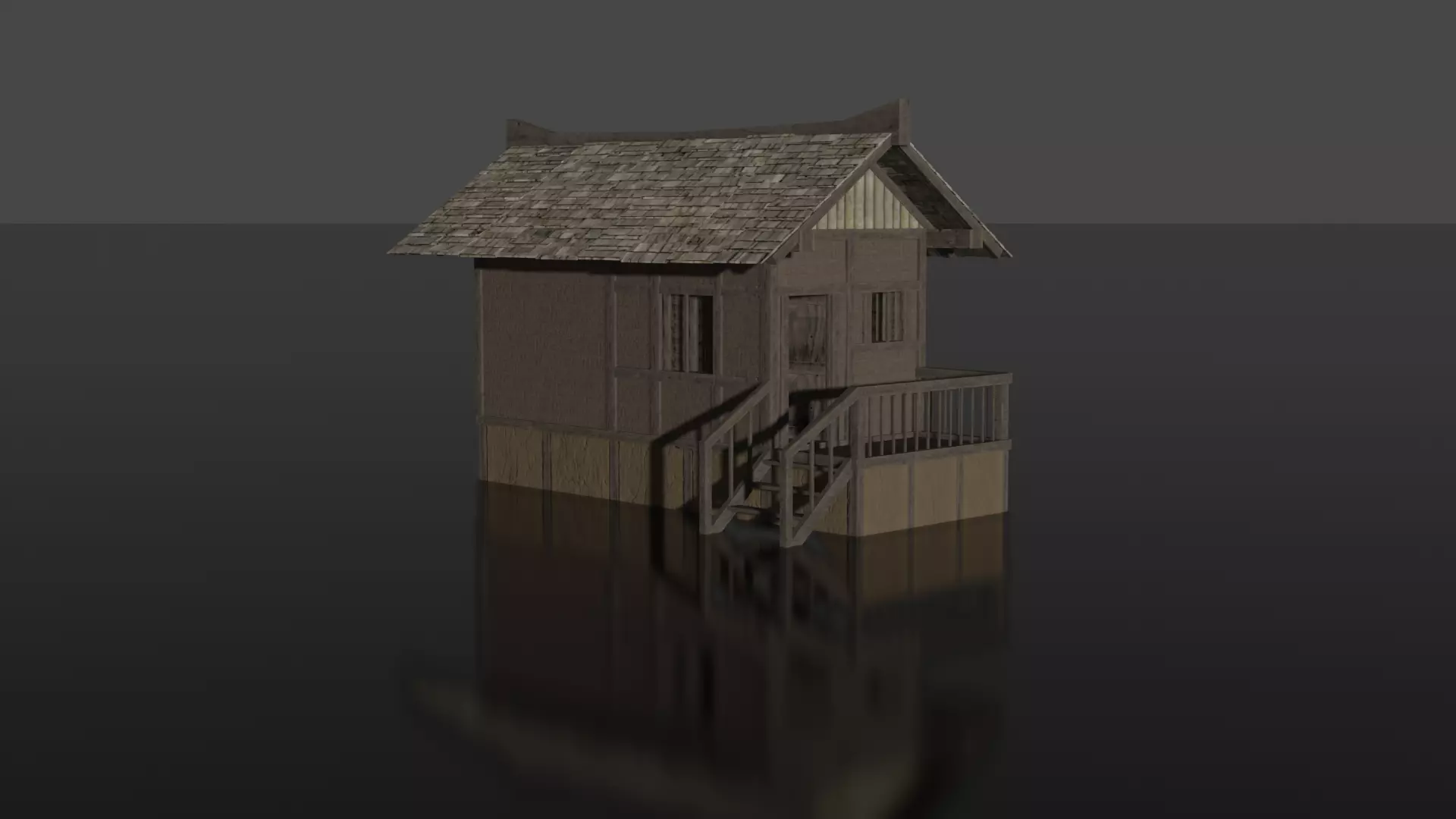 House 1 on water Low-poly 3D model_0