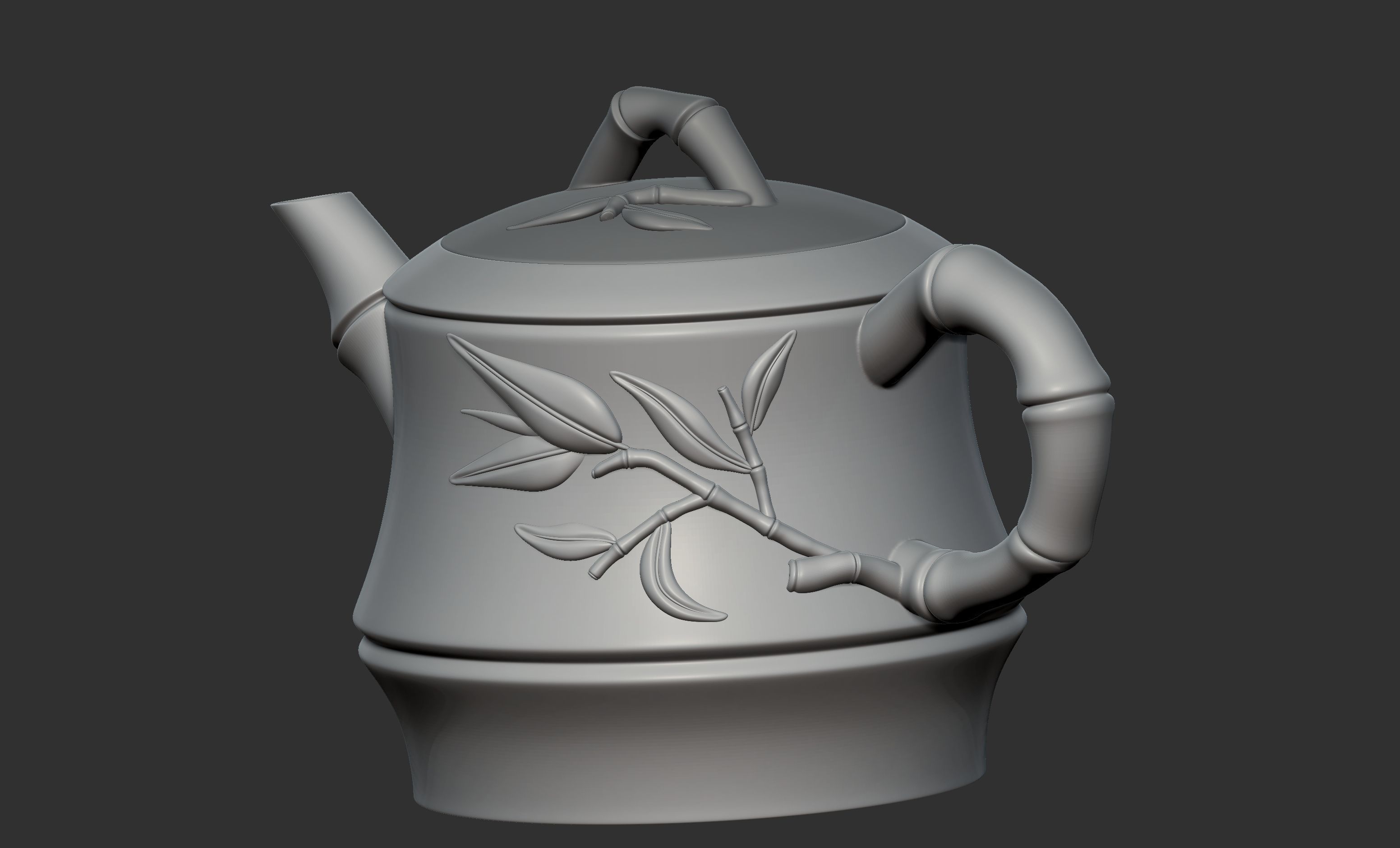 Bamboo Teapot 3D model_2