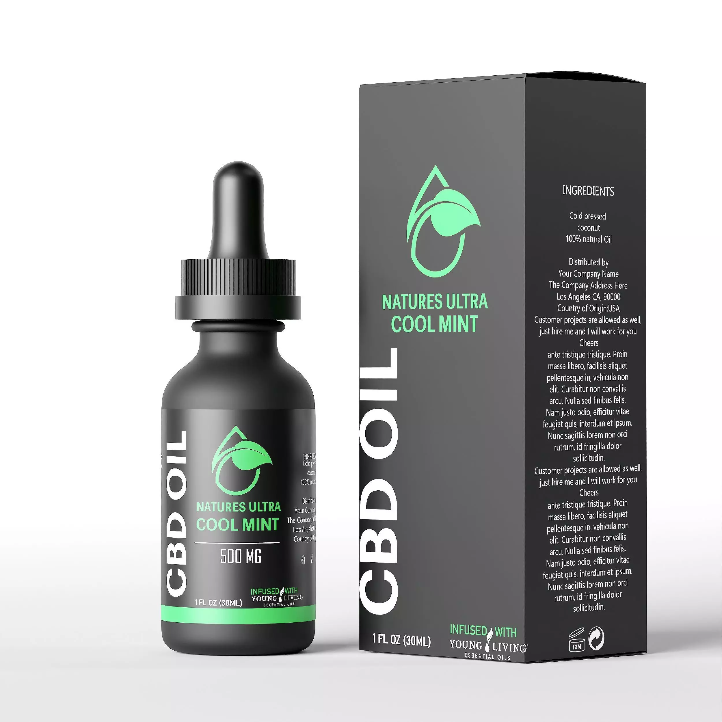 CBD Oil Natures Ultra Cool Mint Low-poly 3D model_0