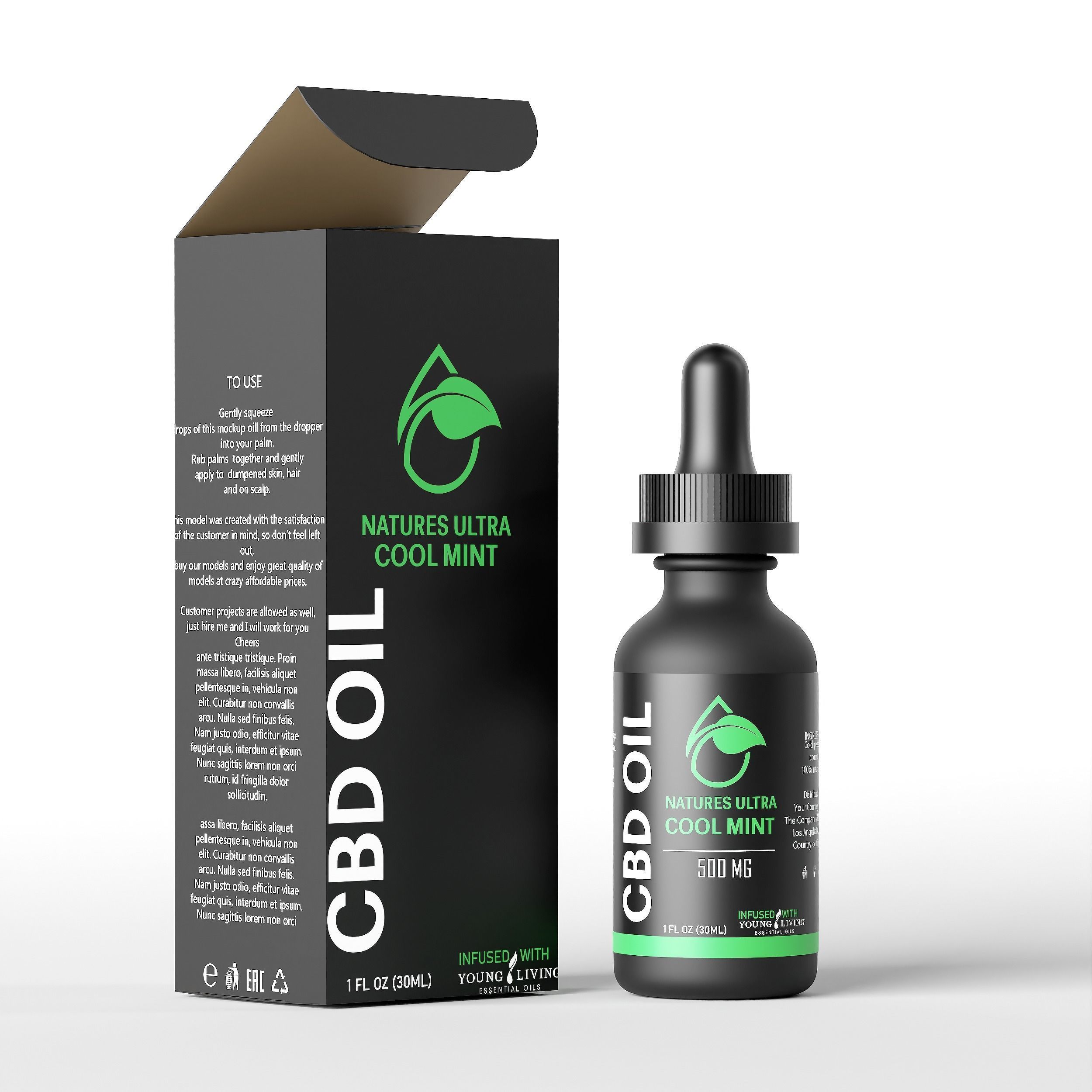 CBD Oil Natures Ultra Cool Mint Low-poly 3D model_2