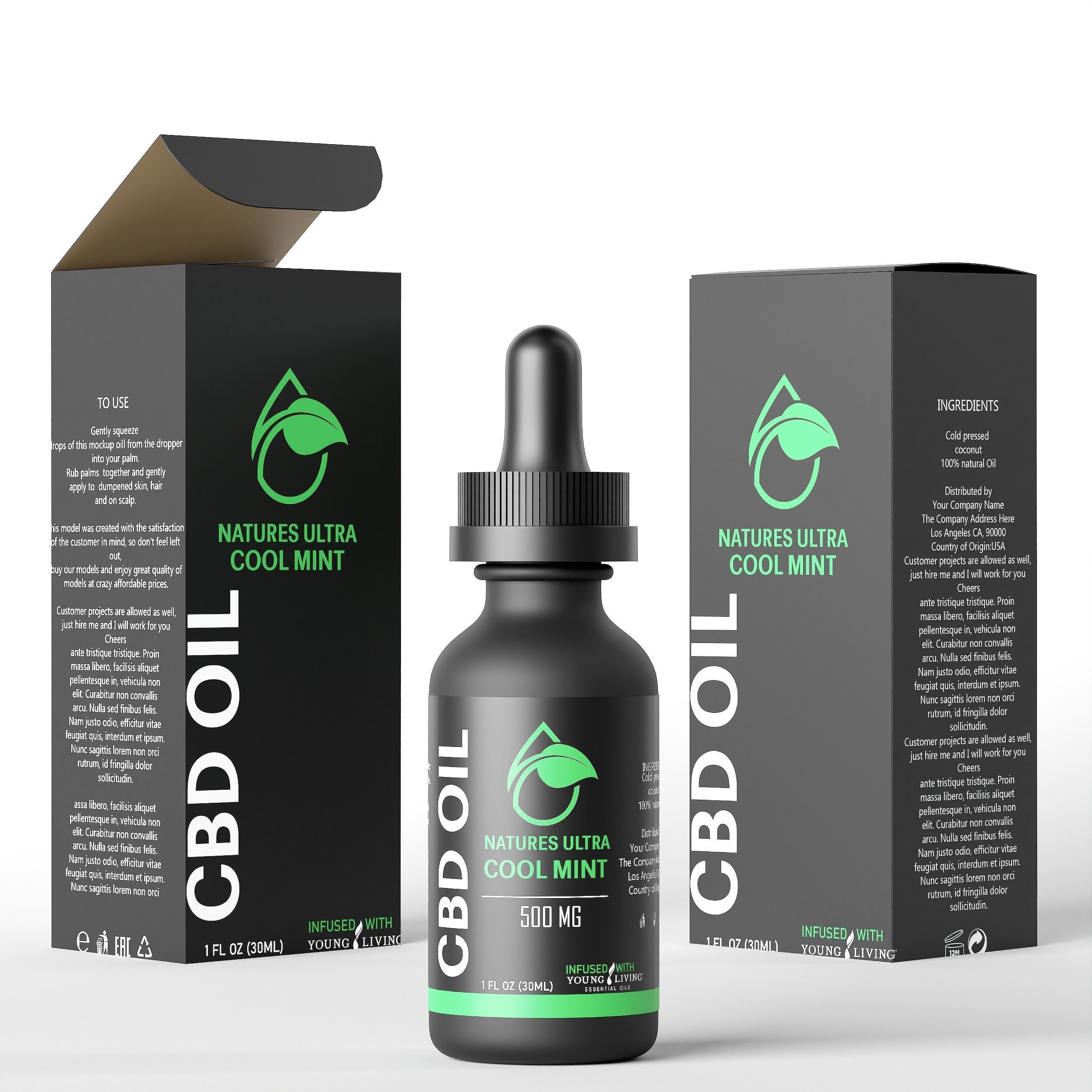 CBD Oil Natures Ultra Cool Mint Low-poly 3D model_3