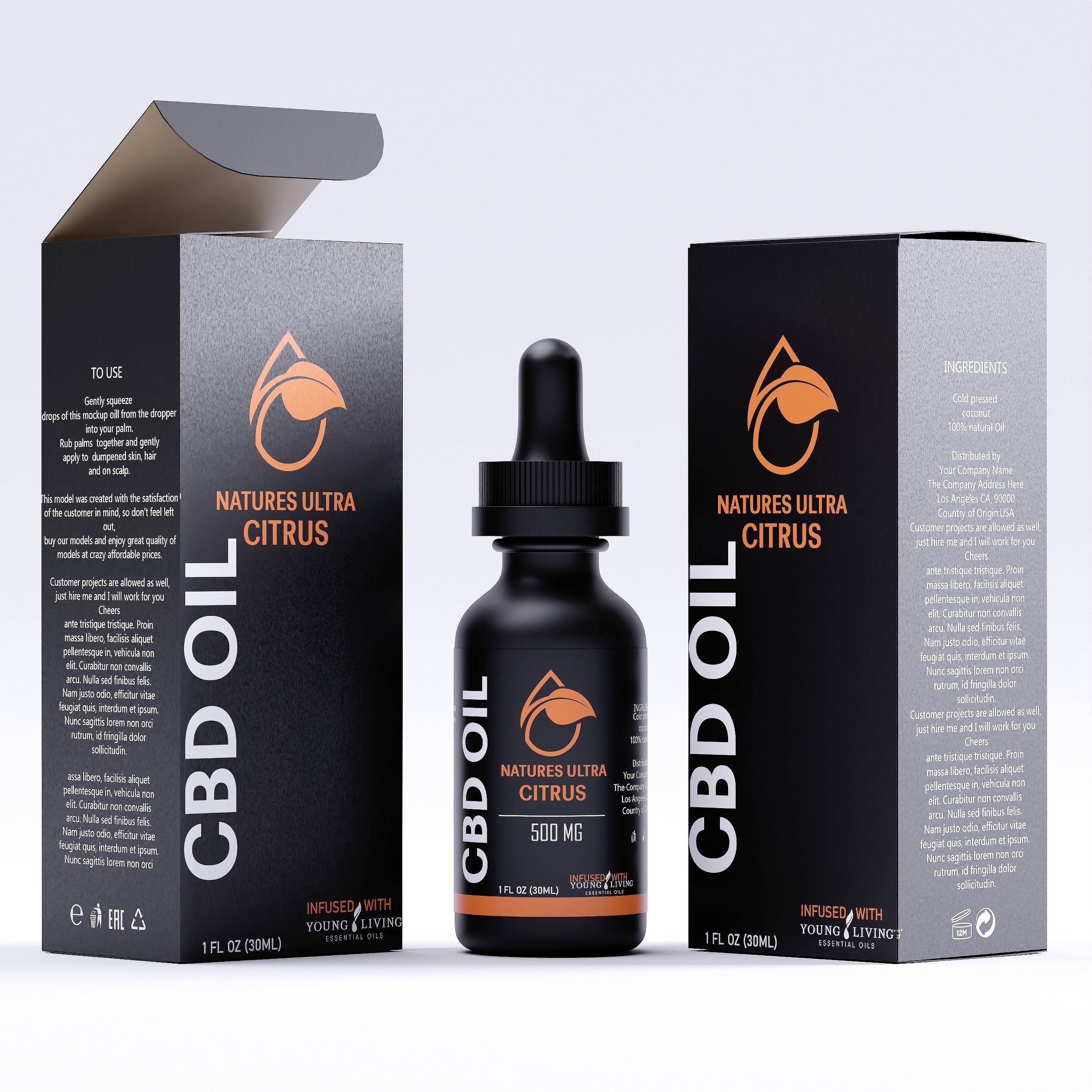 CBD Oil Natures Ultra Citrus Low-poly 3D model_2