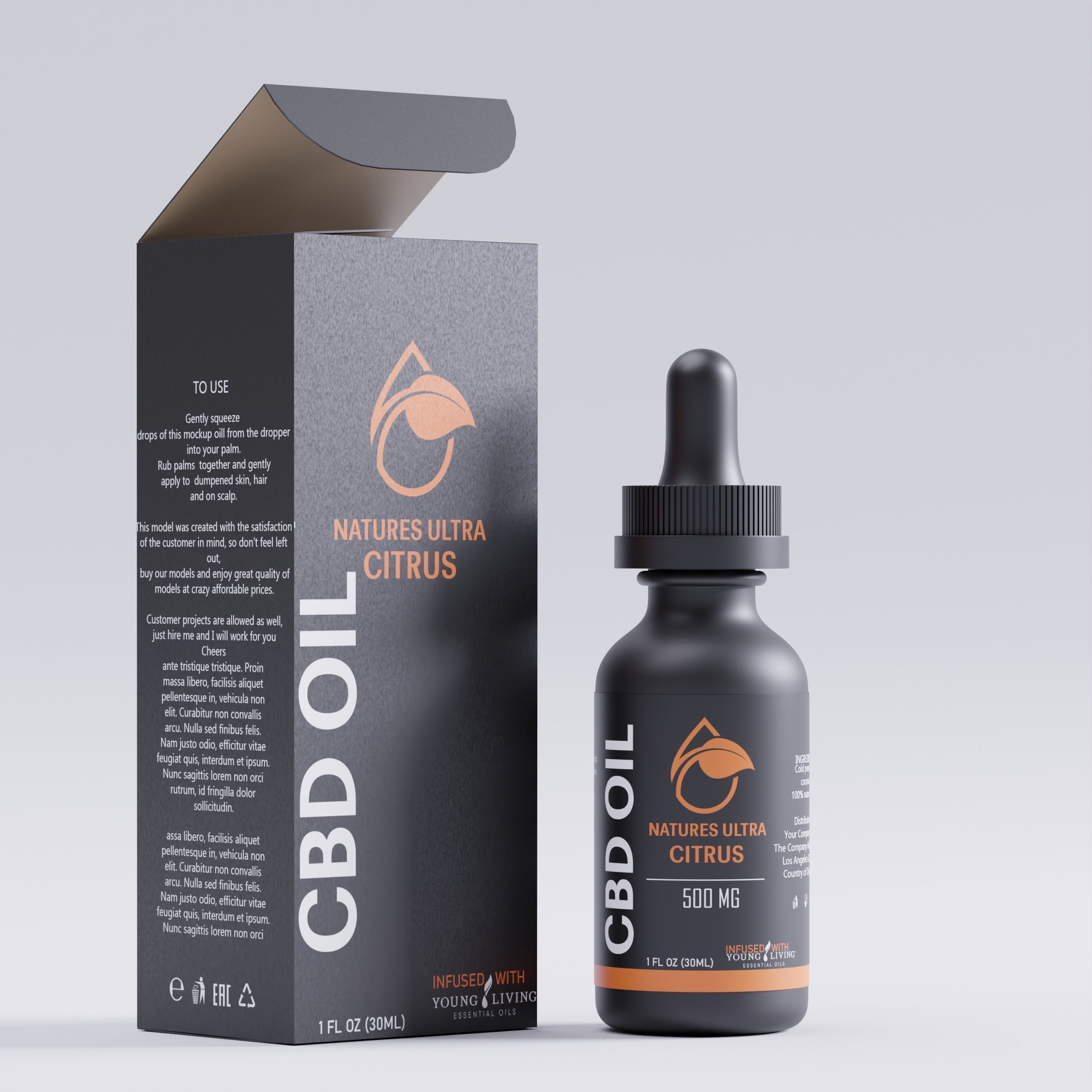 CBD Oil Natures Ultra Citrus Low-poly 3D model_4