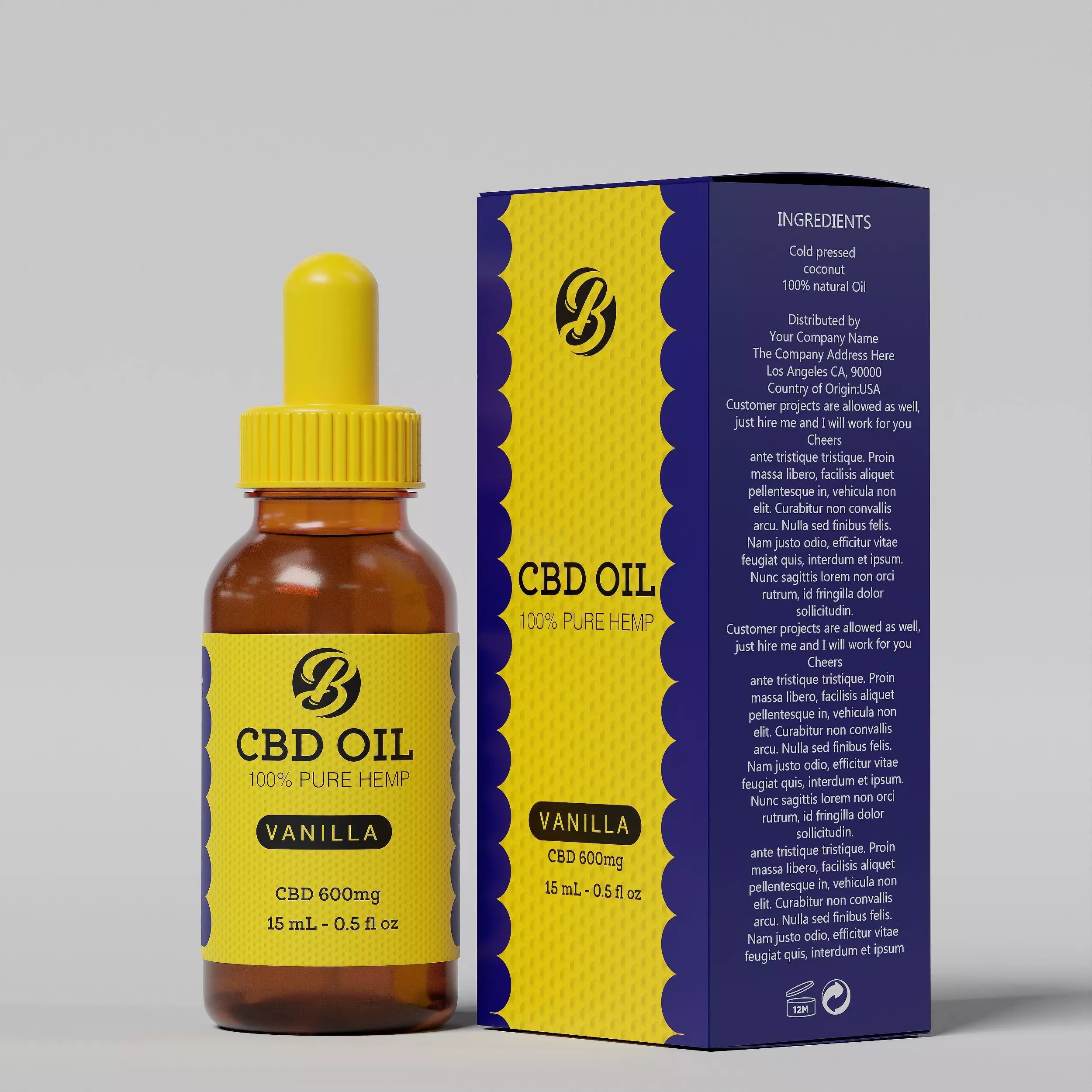 CBD Oil Pure Hemp Vanilla Low-poly 3D model