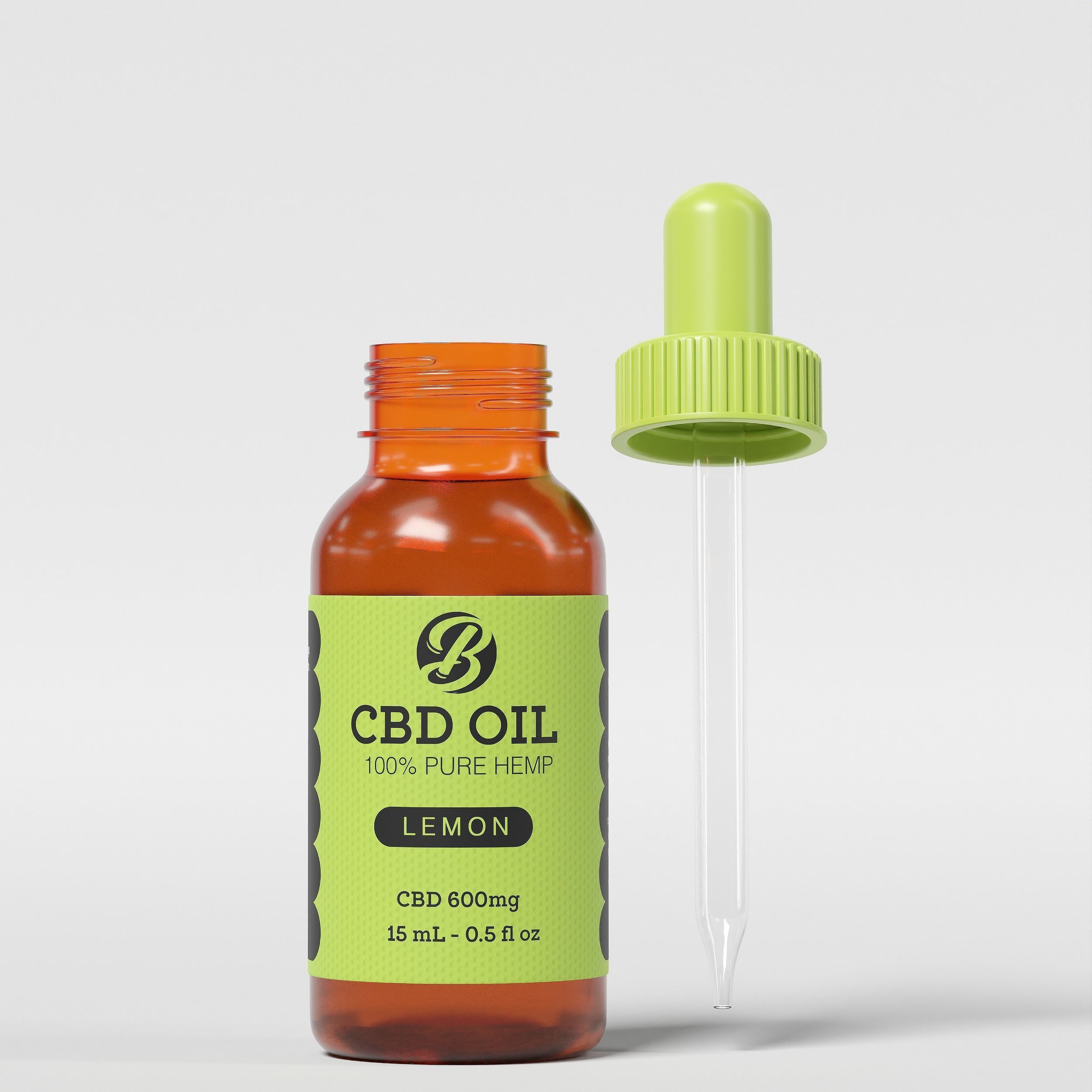 CBD Oil Pure Hemp Lemon Low-poly 3D model_4