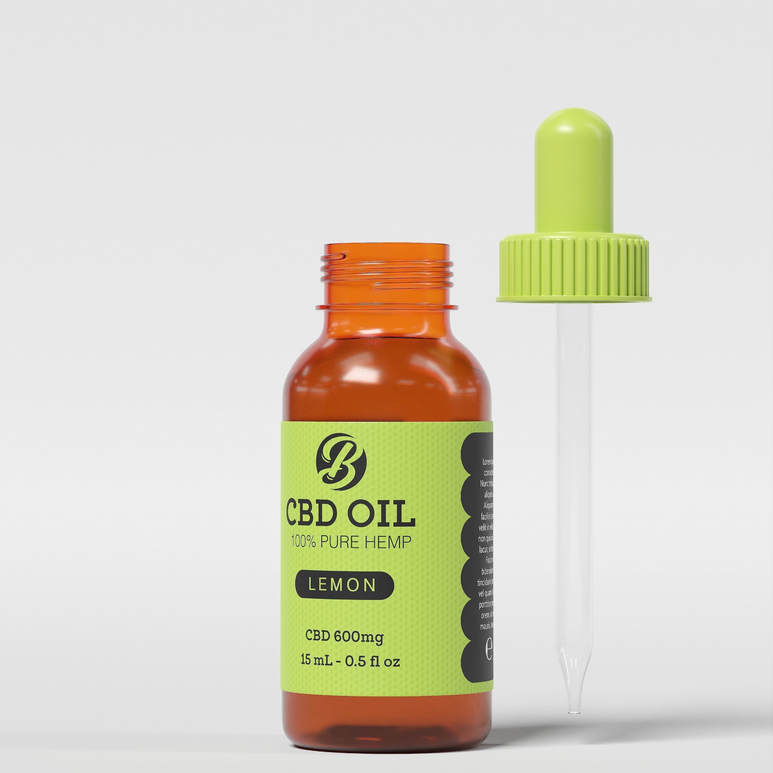 CBD Oil Pure Hemp Lemon Low-poly 3D model_3