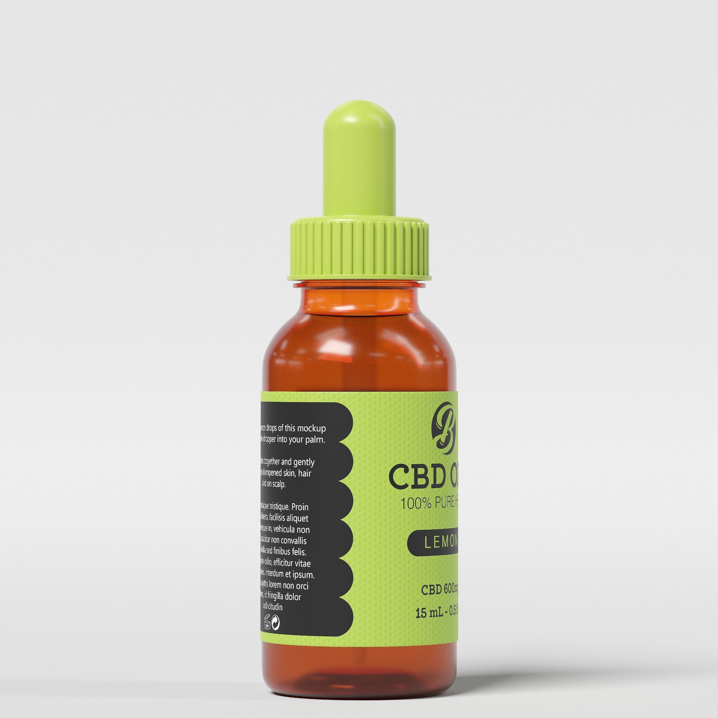 CBD Oil Pure Hemp Lemon Low-poly 3D model_7