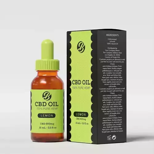 CBD Oil  Pure Hemp Lemon Low-poly 3D model