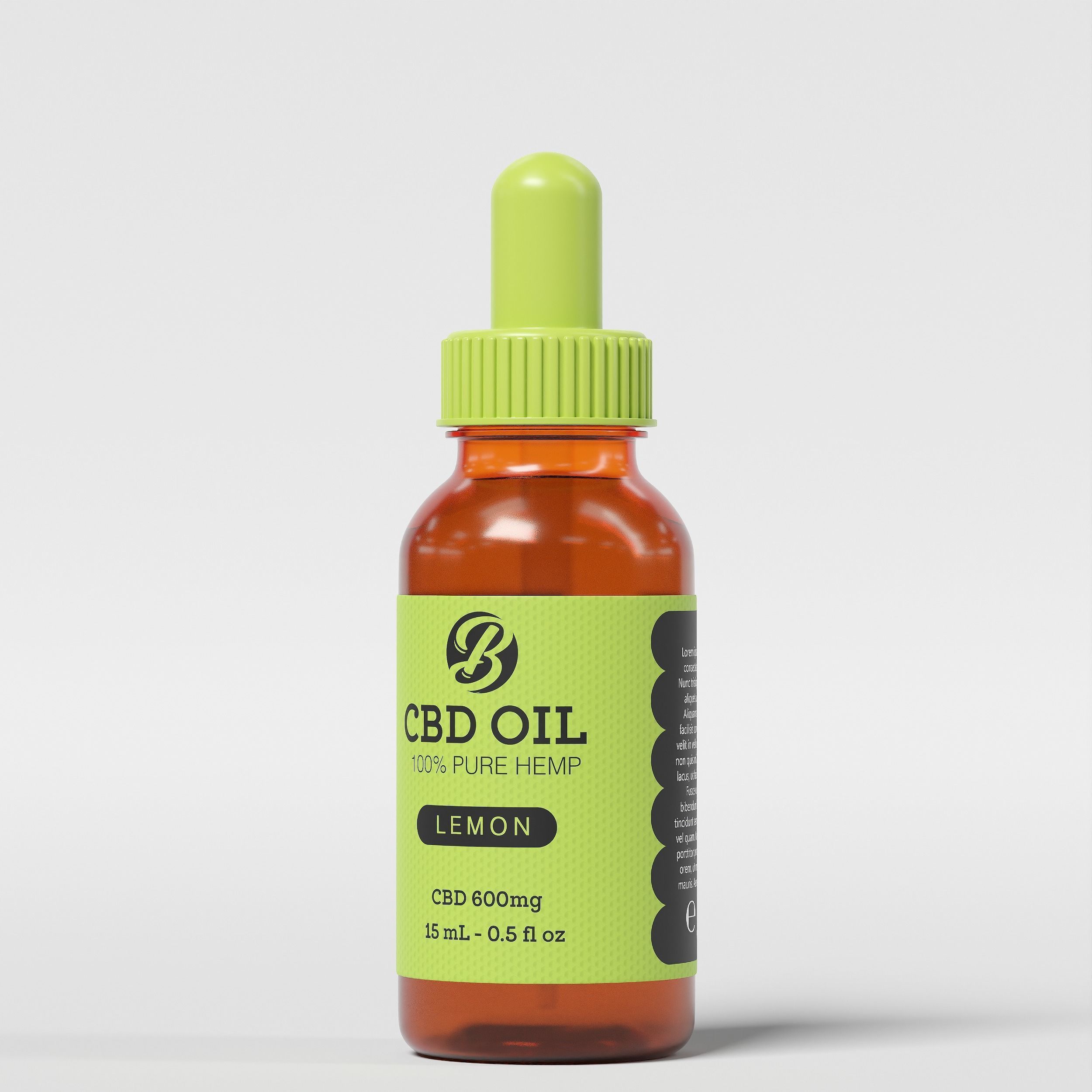 CBD Oil Pure Hemp Lemon Low-poly 3D model_6
