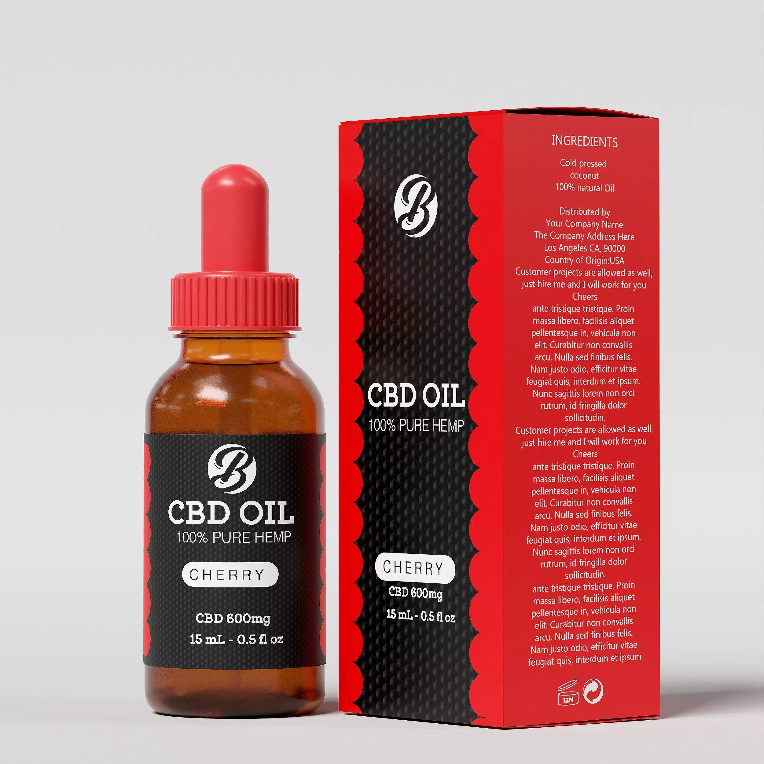 CBD Oil Pure Hemp Cherry Low-poly 3D model_0