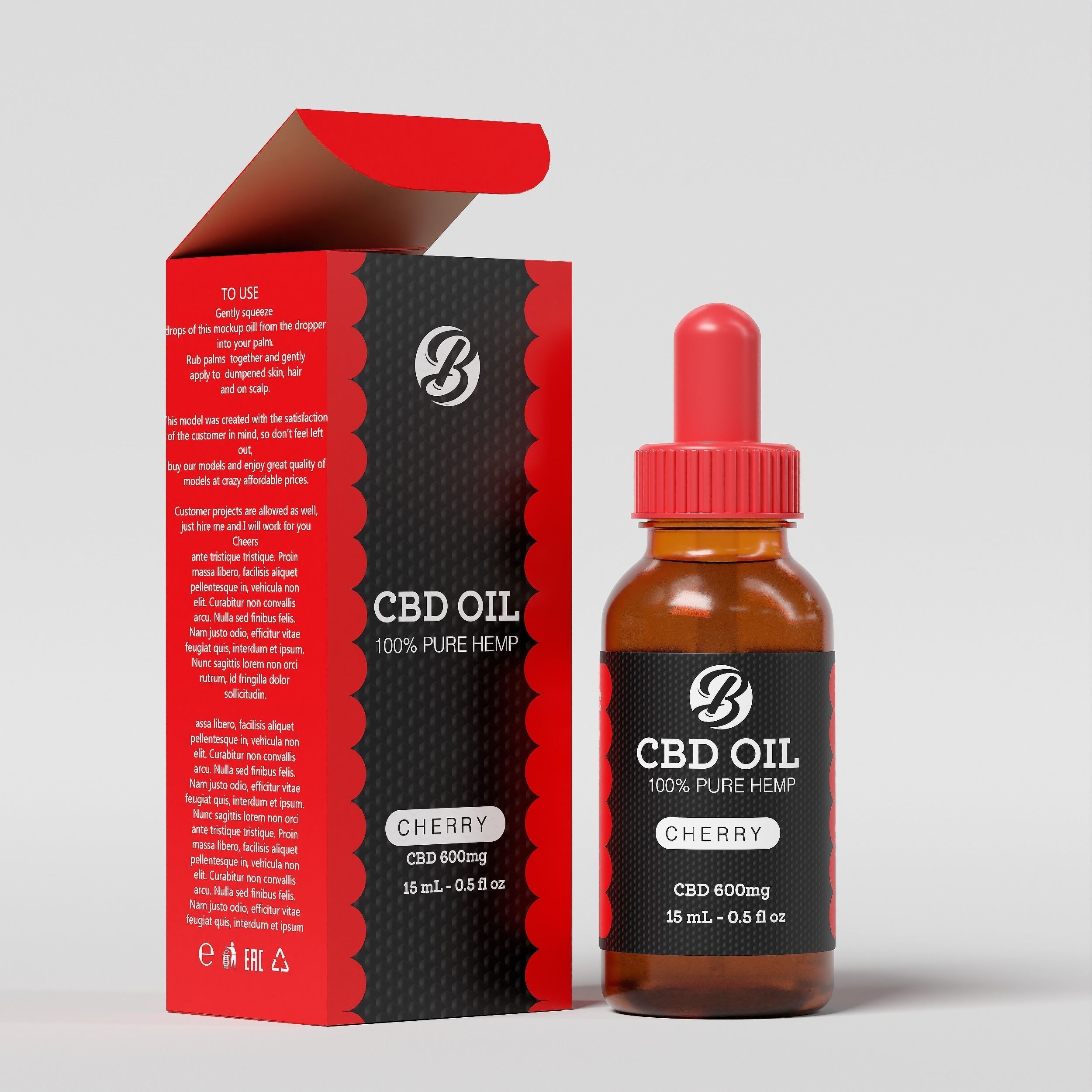 CBD Oil Pure Hemp Cherry Low-poly 3D model_3