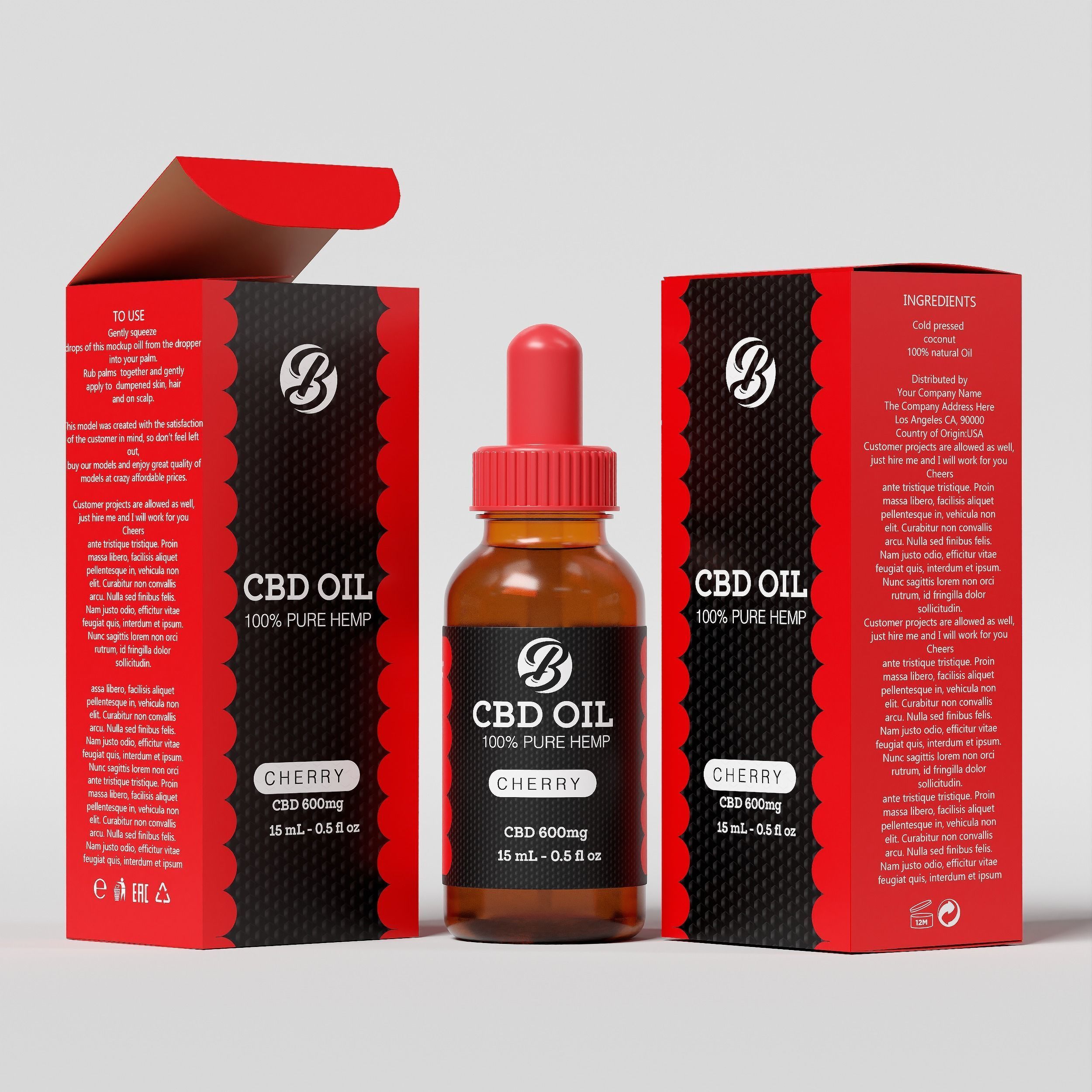 CBD Oil Pure Hemp Cherry Low-poly 3D model_1