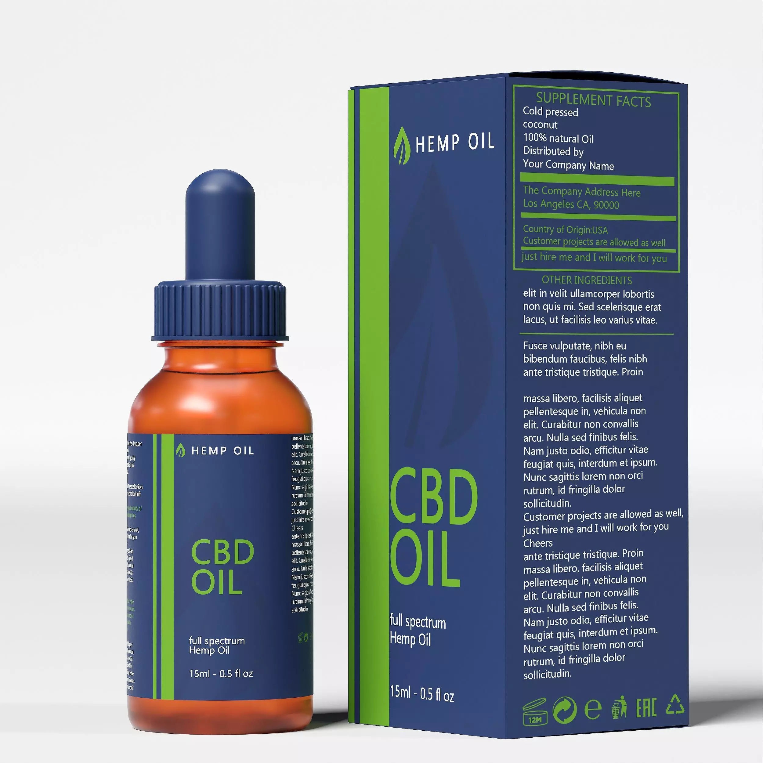 CBD Hemp Oil 02 Low-poly 3D model