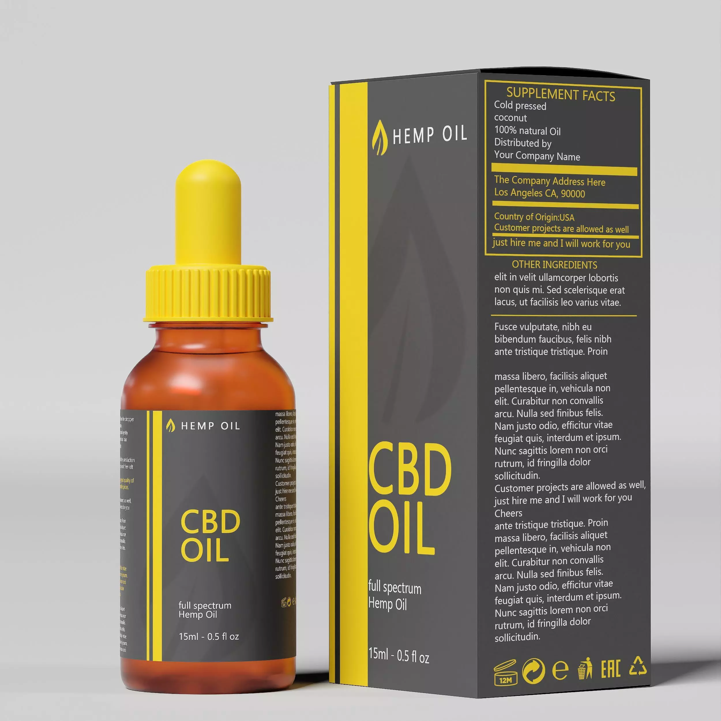 CBD Hemp Oil 01 Low-poly 3D model_0