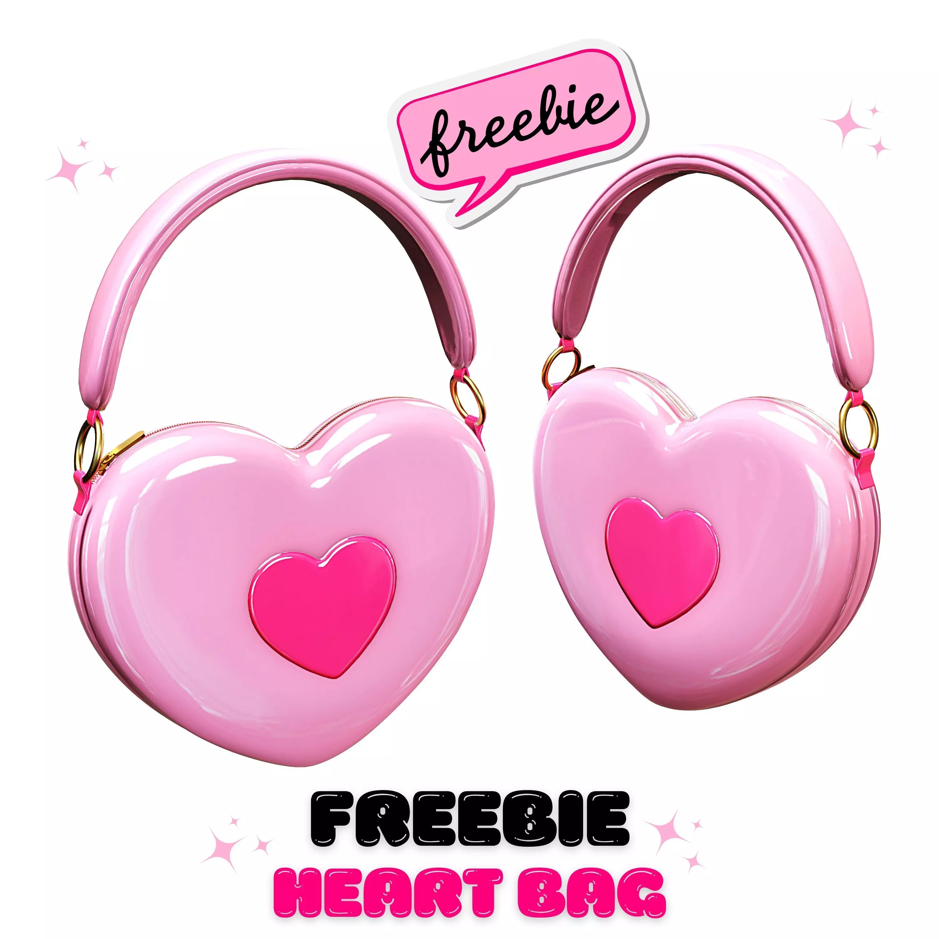 Heart Bag - Kawaii VRC COMMERCIAL USE- VR CHAT - WOLVES STUDIO Free low-poly 3D model_0