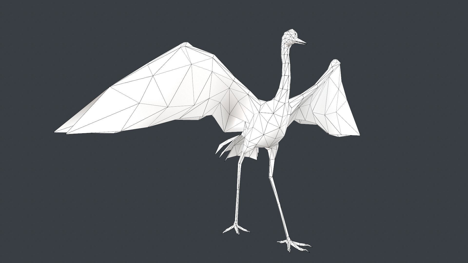 low-poly animated crane bird Low-poly 3D model_8