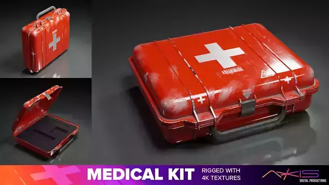 Med Kit Medical First Aid Case Rigged Low-poly 3D model Med Kit Medical First Aid Case Rigged Low-poly 3D model