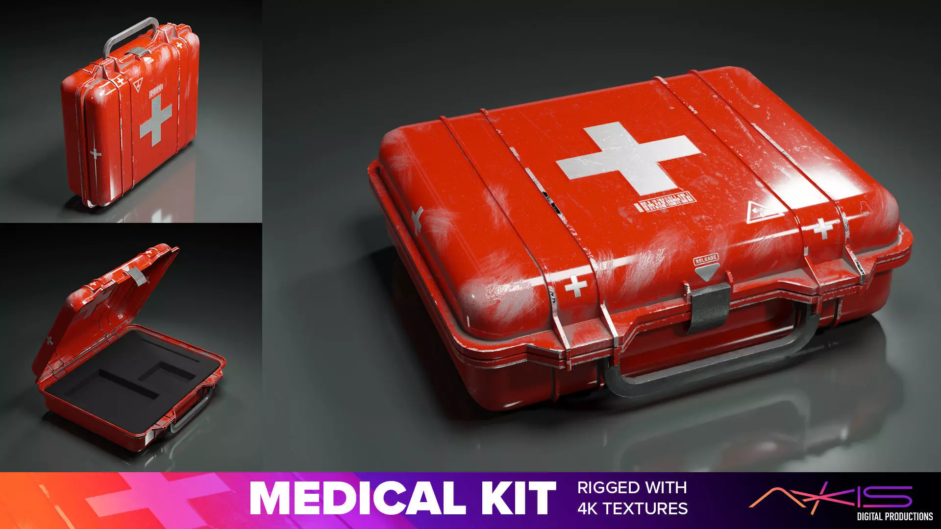 Med Kit Medical First Aid Case Rigged Low-poly 3D model_0