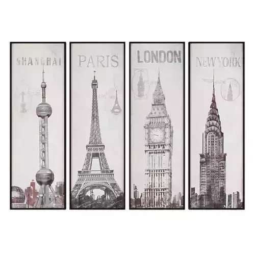 Art349 four framed pictures of towers