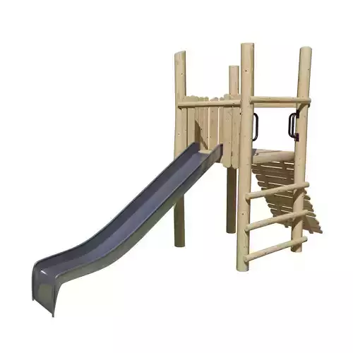 Play platform with slide and ramp